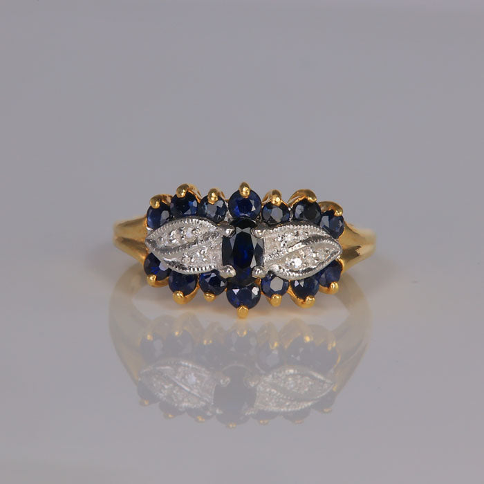 sapphire diamond and yellow gold ring 