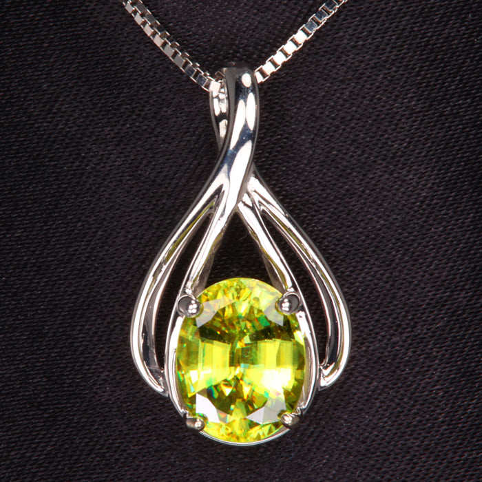 14k white gold sphene pendant