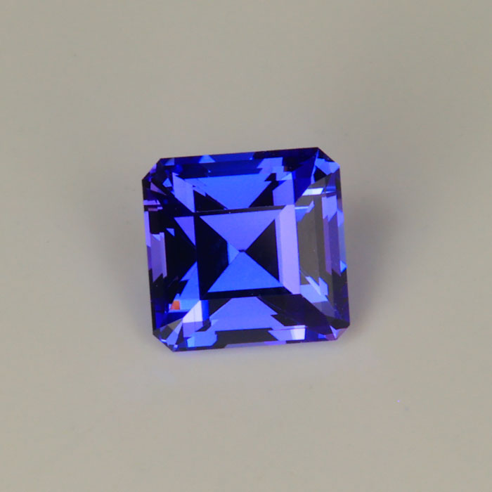 violet blue square step cut tanzanite gemstone