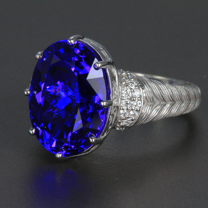 white gold ring with tanzanite