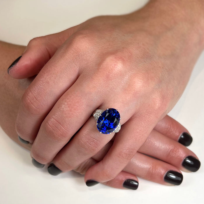 oval large rare tanzanite ring