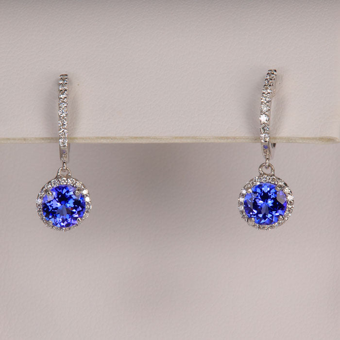 tanzanite and diamond dangle earrings 