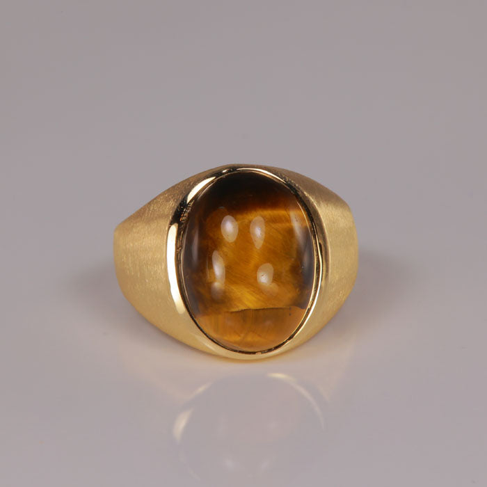 14K Yellow Gold Tiger&#39;s Eye Ring