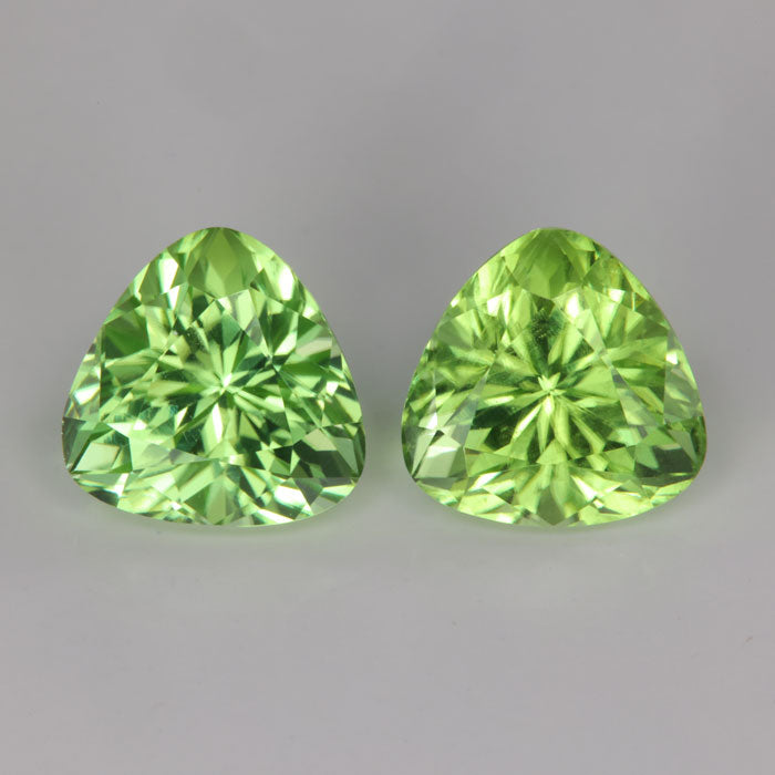 25% OFF w/ Code RARE25 | Pair of Trilliant Cut Peridot From Pakistan 8.36 Carats