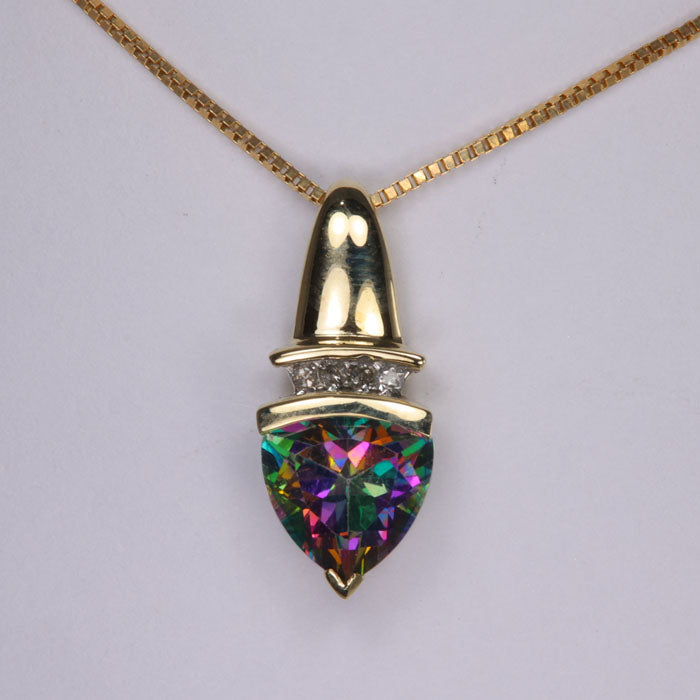 mystic topaz and yellow gold pendant