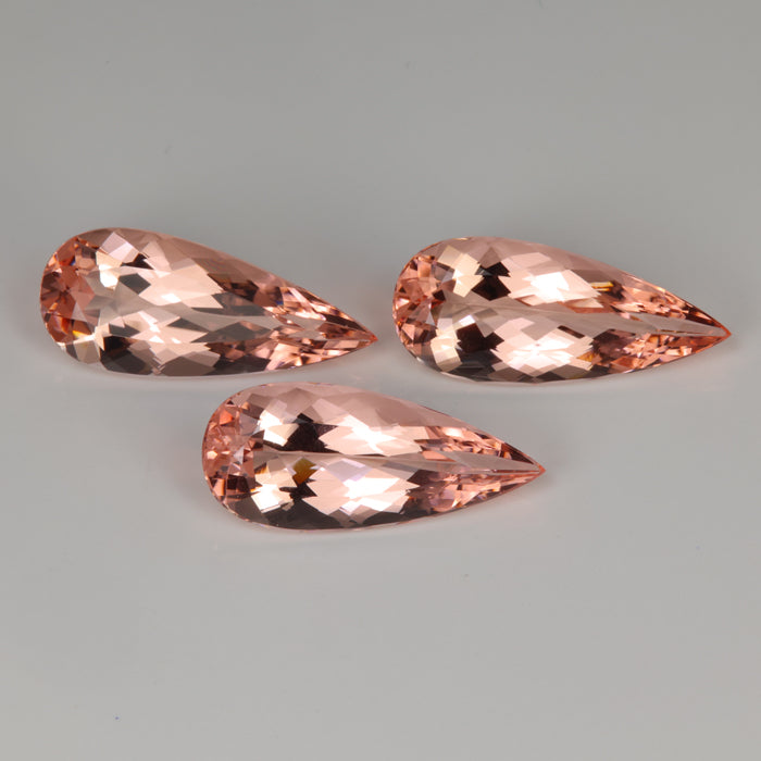 peach color morganite gemstones pear shape brilliant cut 