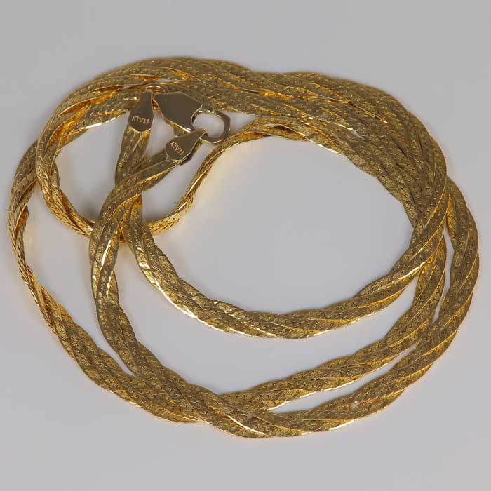 yellow gold twisted herringbone chain estate