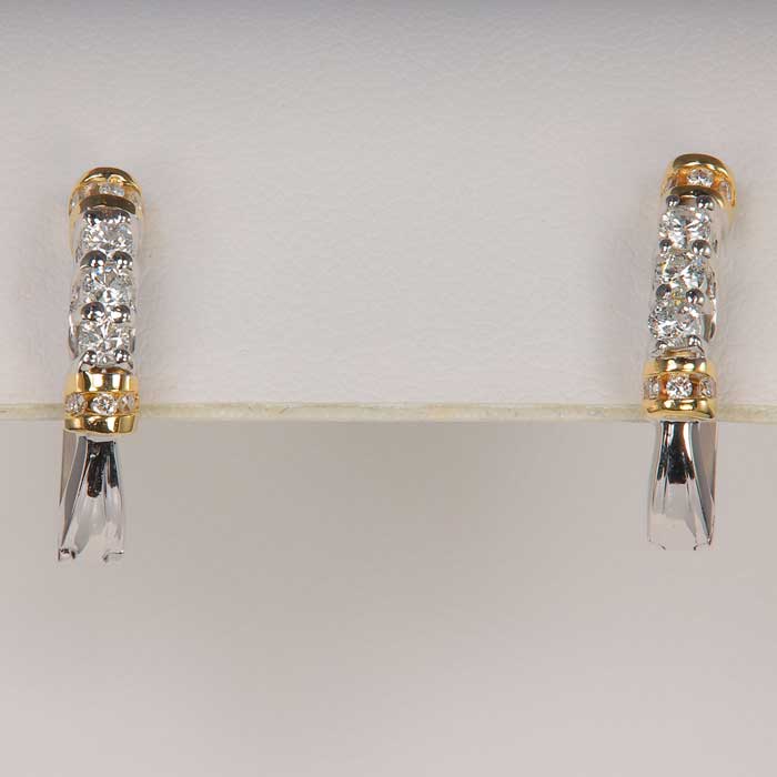 white and yellow gold diamond earrings