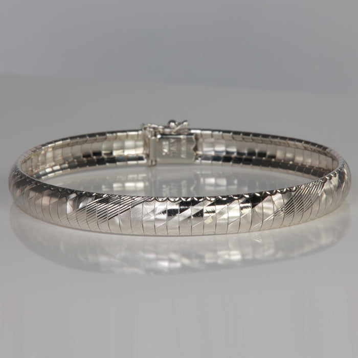 omega style estate bracelet in white gold