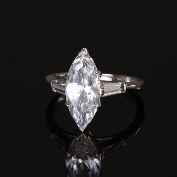 white sapphire white gold ring