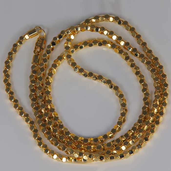 popcorn link chain in yellow gold