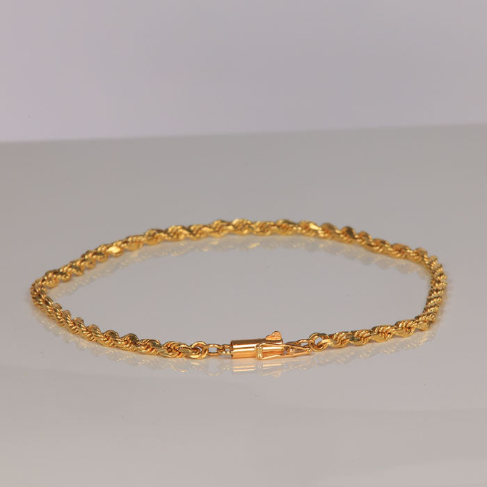 8 inch yellow gold rope bracelet