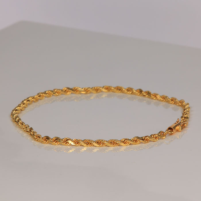 rope chain bracelet in yellow gold