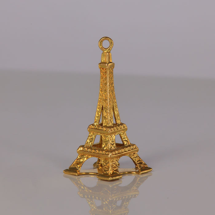 yellow gold necklace pendant eiffel tower charm