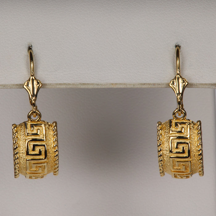 estate earrings in yellow gold with greek key design