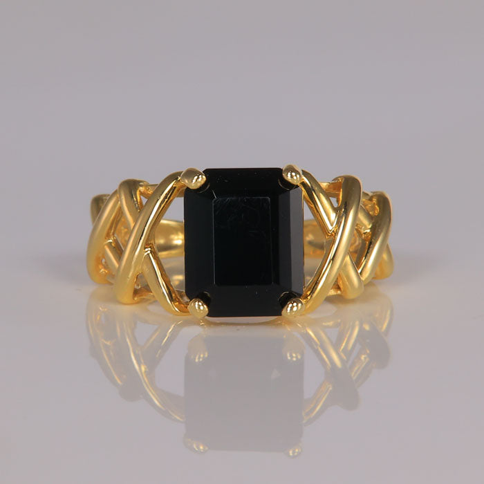 onyx in yellow gold ring x design