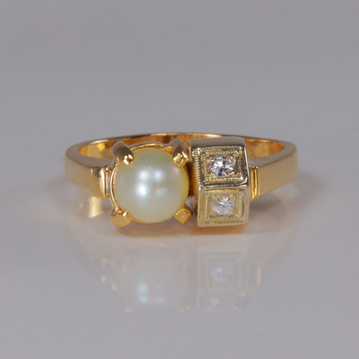 pearl and diamond ring