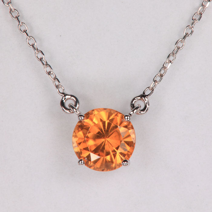 14K White Gold and Zircon Pendant Necklace