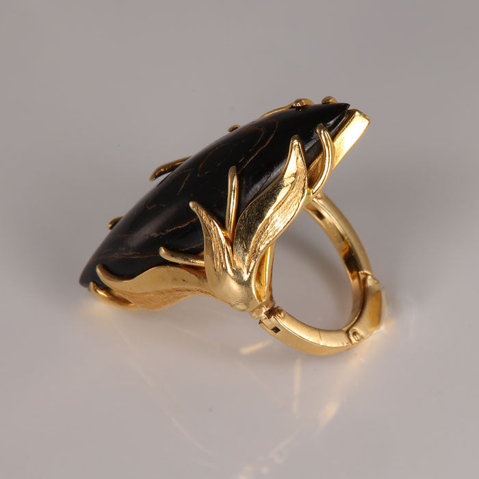 yellow gold adjustable shank ring