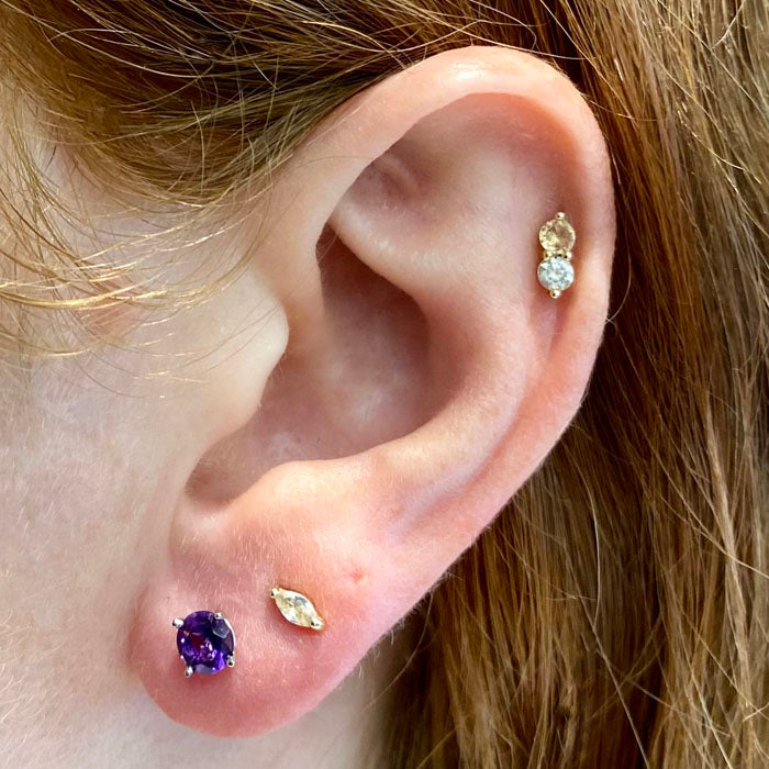 white gold amethyst stud earrings