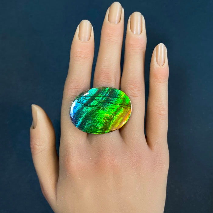 textured colorful ammolite gem