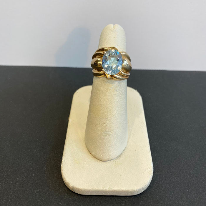 10k yellow gold aquamarine ring 