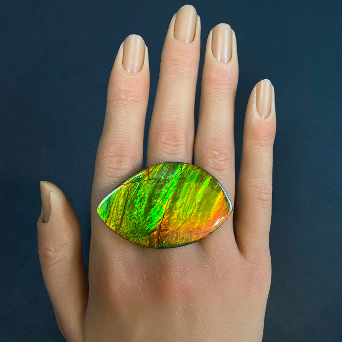 green red yellow ammolite from canada