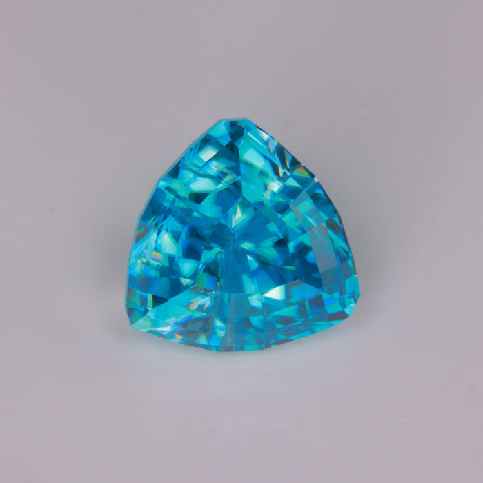 rare gemstone blue zircon trilliant cut greenish blue