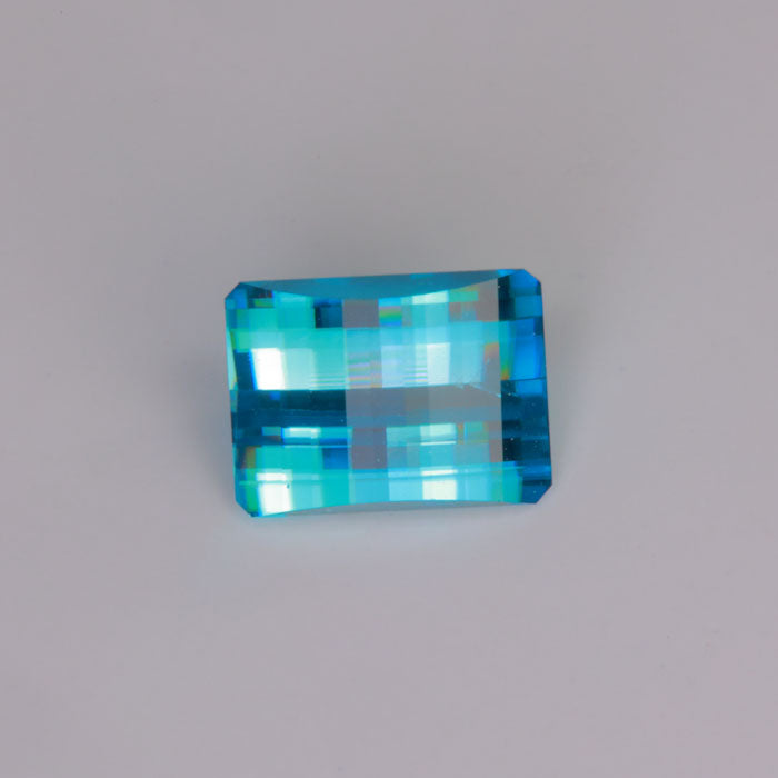 pixel cut blue zircon gemstone