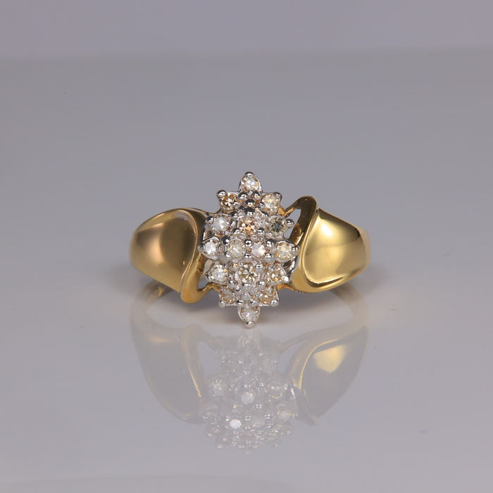 yellow gold diamond cluster ring