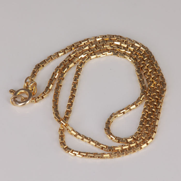 yellow gold diamond cut box link chain