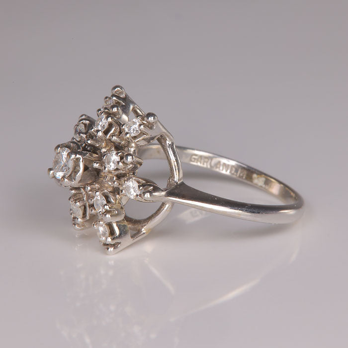 ring with diamonds in white gold