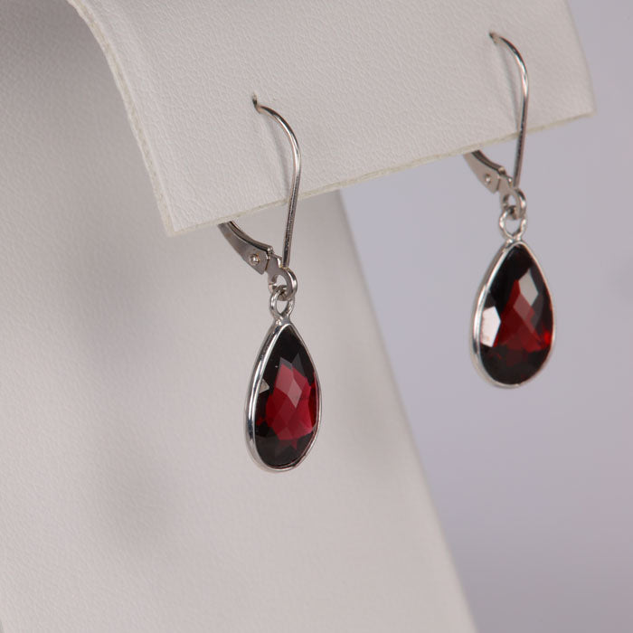 garnet earrings in white gold