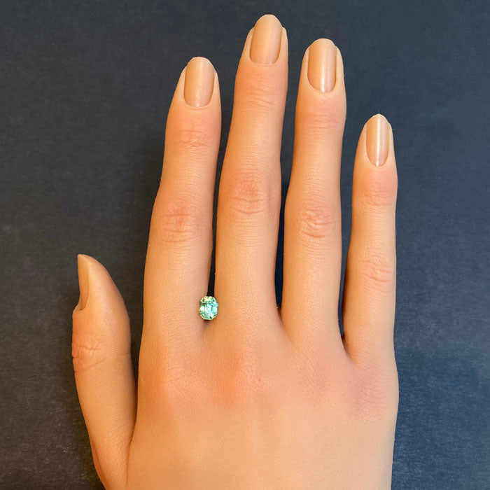 mint green garnet emerald cut