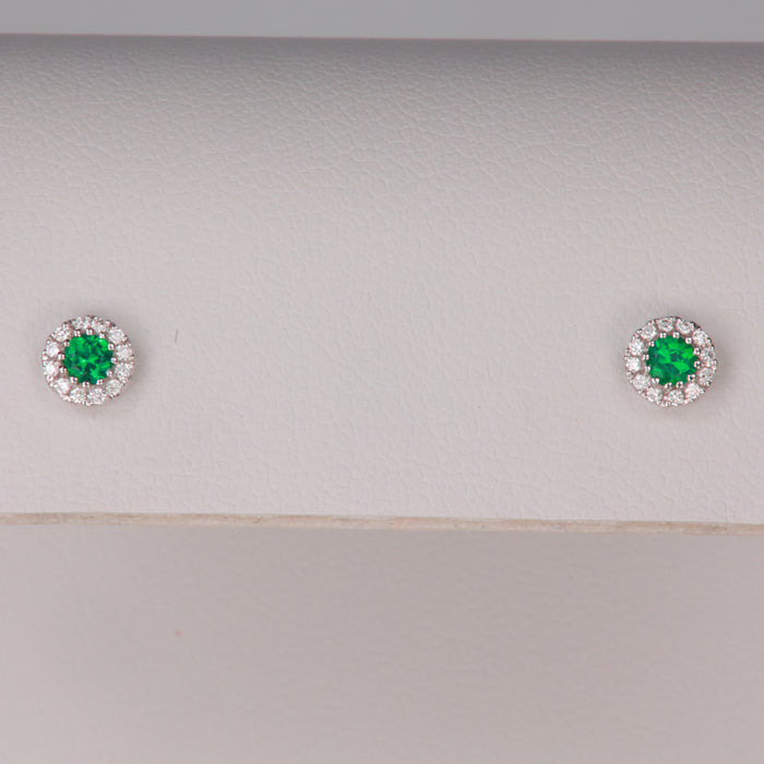 emerald and diamond stud earrings white gold