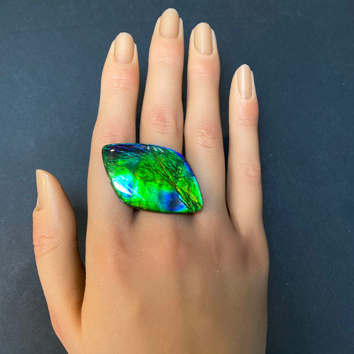 blue green ammolite gem