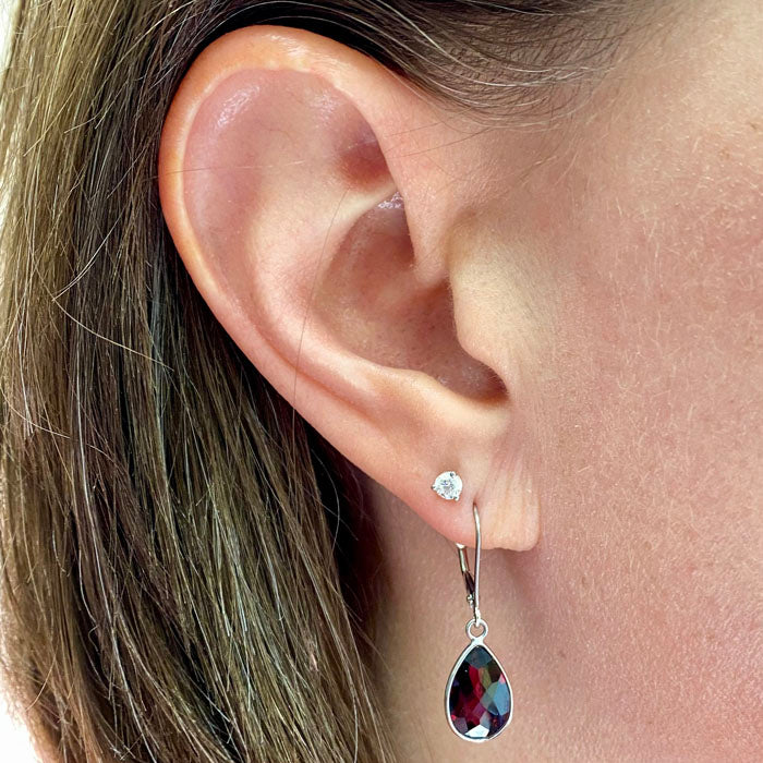 white gold garnet earrings