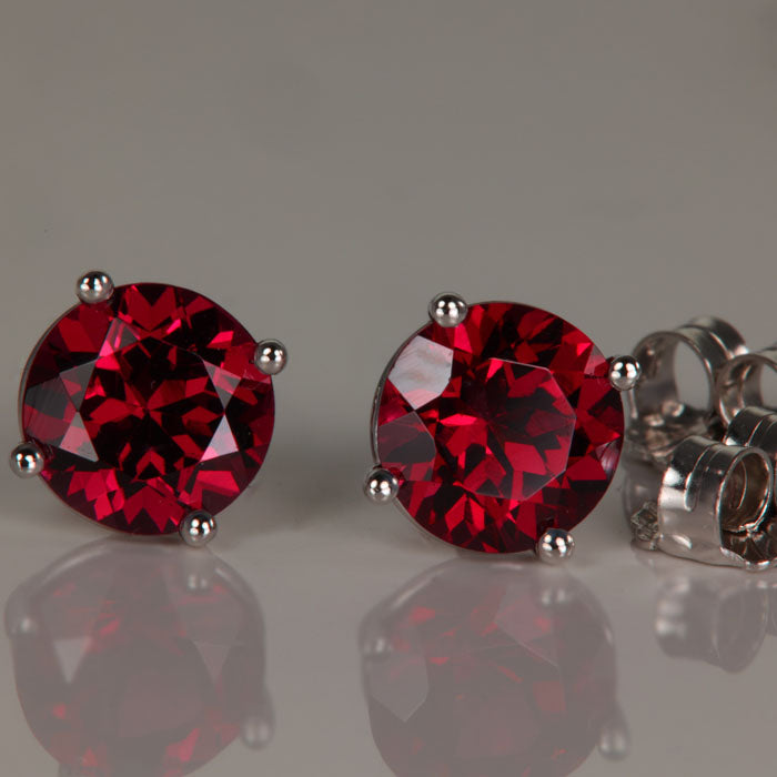 Pair of 14k White Gold Rhodolite Garnet Earrings 4.65 Carats