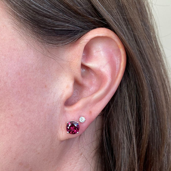 Pair of 14k White Gold Rhodolite Garnet Earrings 4.65 Carats