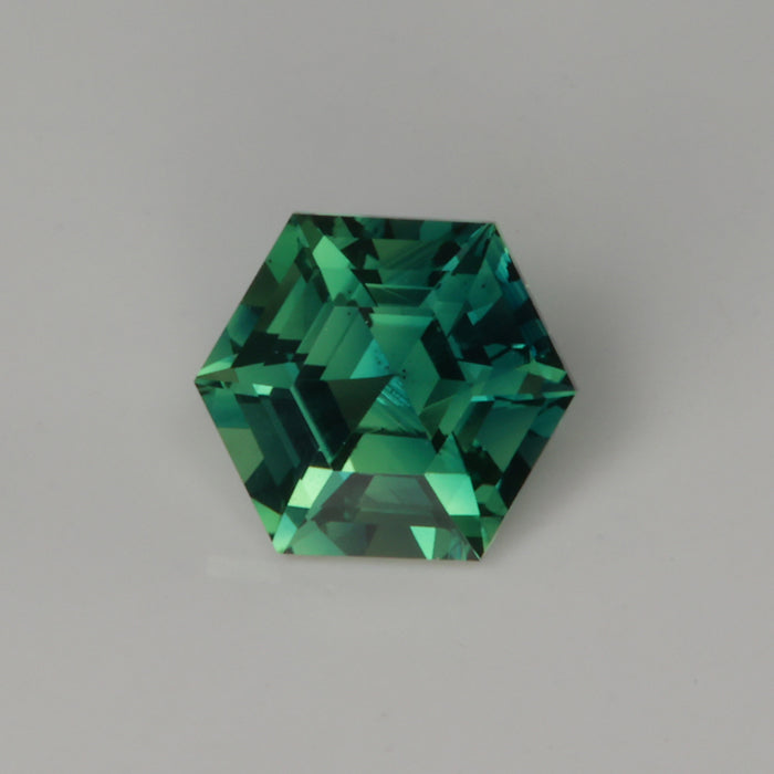 blue green sapphire gemstone hexagon cut