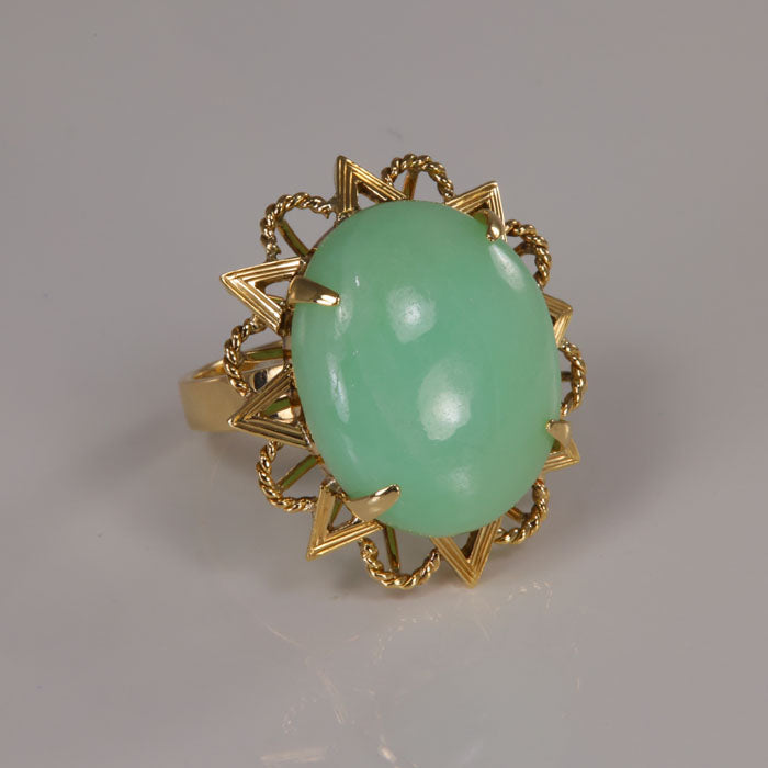 yellow gold and jade cocktail ring