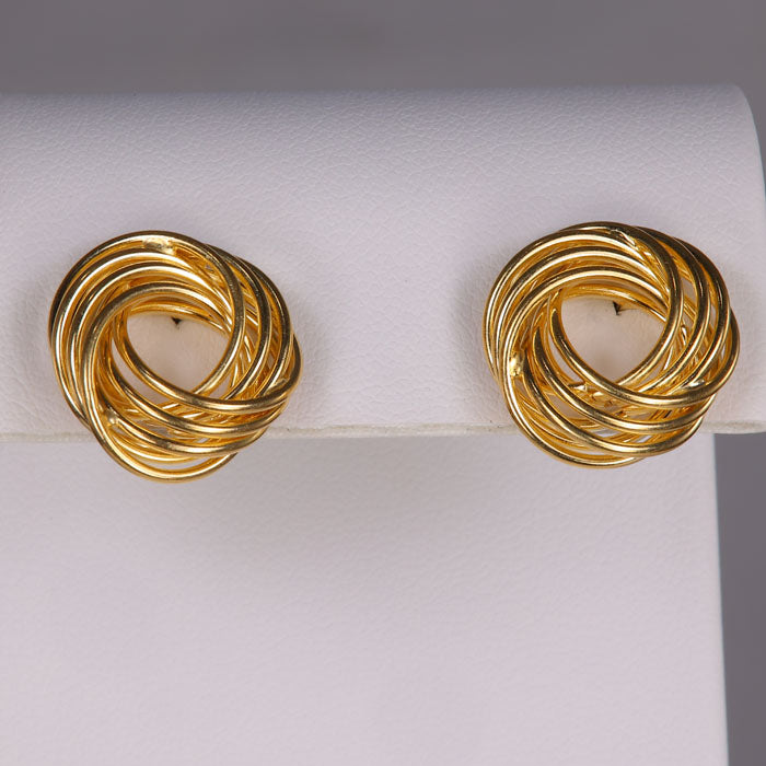 yellow gold earrings knot design