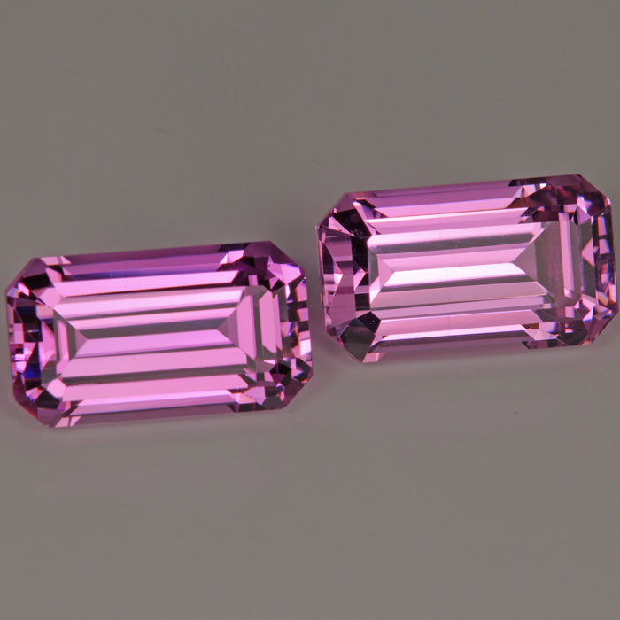 Matched Pair Emerald Cut Kunzite 47.34 Carats - Moriartys Gem Art