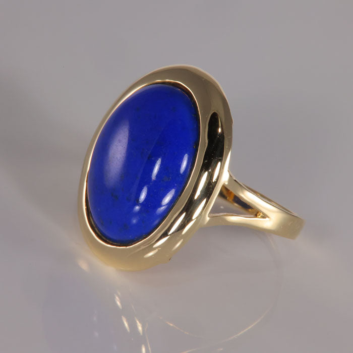 blue lapis statement ring yellow gold