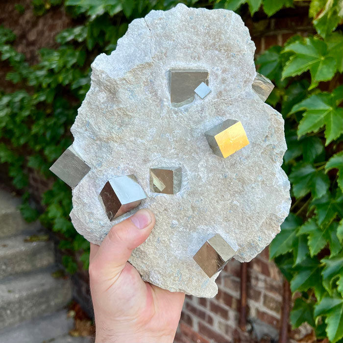 pyrite specimen in hand large