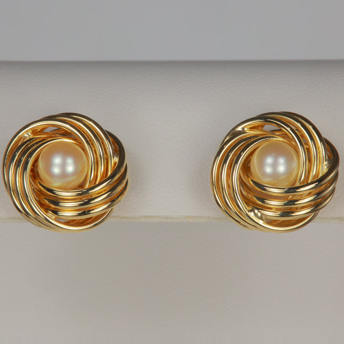 yellow gold estate earrings with pearls