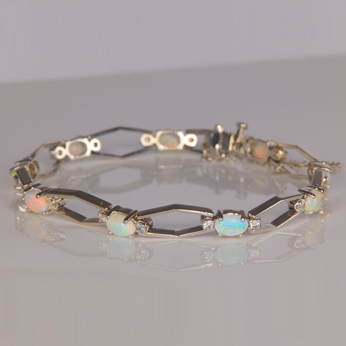 white gold opal diamond bracelet