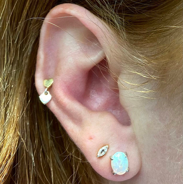 white gold opal stud earrings