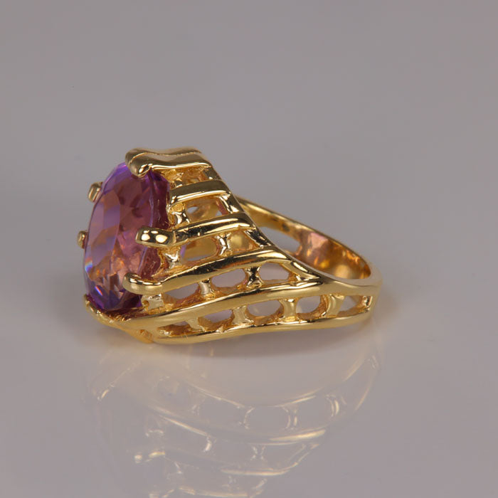 yellow gold amethyst ring 