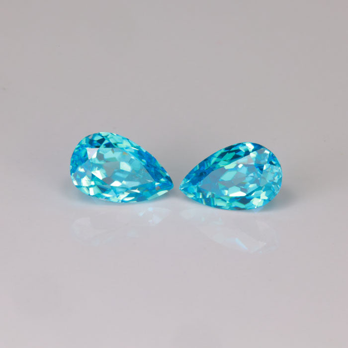 greenish blue blue zircon gemstones pear shape brilliant